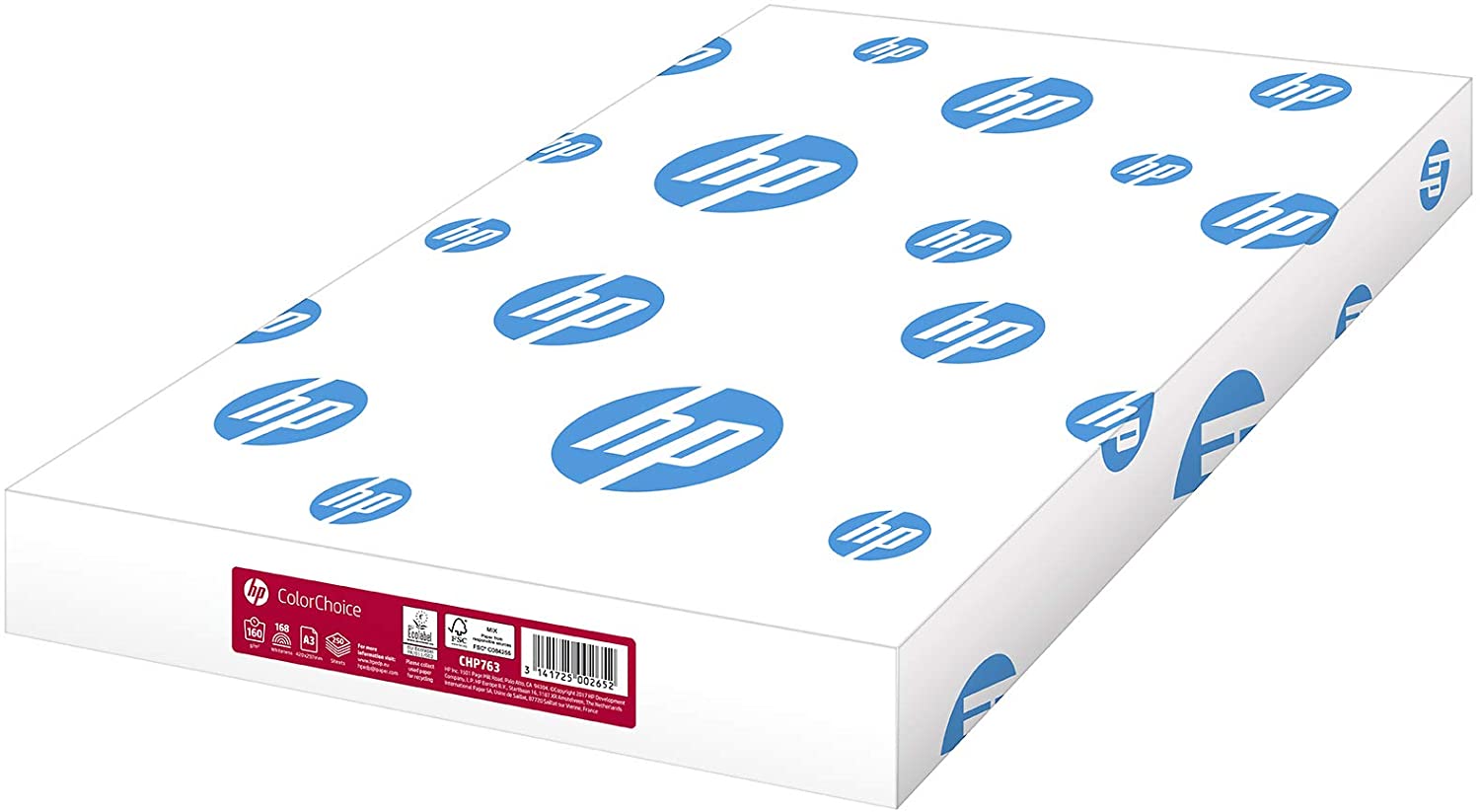 HP Papers Colour Laser, White, A3 Paper - 160gsm, 1 Pack I 250 Sheets