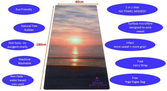 Yoga Yogee Unisex's Combo Yoga Mat, Sunrise, 180 x 60 cm - Image 2