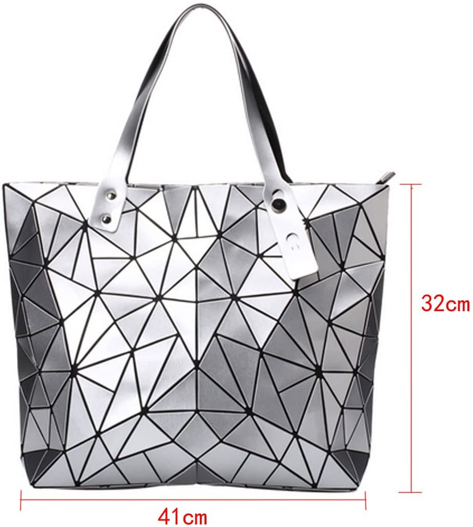 LA HAUTE Women Fashion PU Tote Bags Rhombus Pattern Shoulder Bags Top Handle Bags,Blue - Image 2