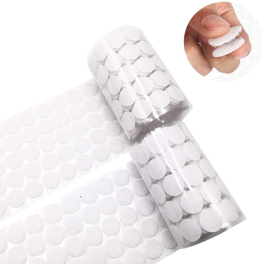 Arlent 1008 Pcs 10mm Sticky Back Coins Hook & Loop Self Adhesive dots Tapes (504 Pair)-White