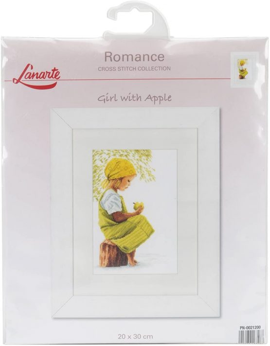 Lanarte Counted Cross Stitch Kit: Girl with Apple (Evenweave), NA, 20 x 30cm