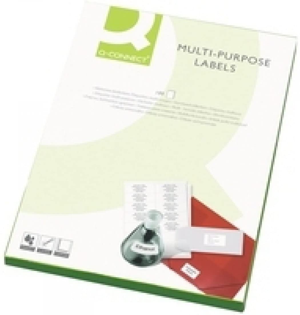 Q-Connect Multipurpose Copier Labels 105x37mm 16 Per Sheet White (1600 Pack) KF01132, 105 x 37 mm