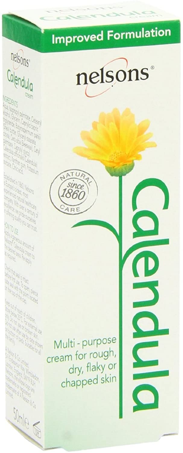 Nelsons Calendula Cream (50ml), Gentle Moisturiser for Face Hands Body for Soothing and Hydrating Dry Rough Skin, Non-Greasy
