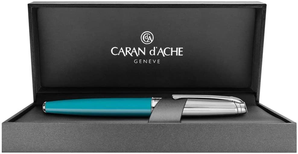 Caran d'Ache CD4789.171 Leman Bicolor Turquoise Silver Plated/Rhodium Coated Ballpoint Pen - Image 4