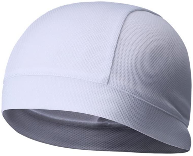Quick Dry Cycling Cap for Men and Women High Elasticity Beanie Sweatband Moisture Wicking Helmet Liner for Outdoor Sports Activities White