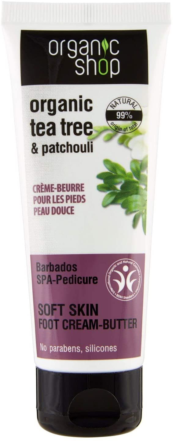 Organic Shop Nourishing Foot Cream-Butter Tea Tree and Patchouli (75ml), standard, 75 ml (Pack of 1)