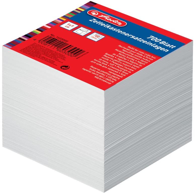 Herlitz 1603000 Notelet Box Insert, 700 Sheets 9 x 9 cm White