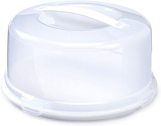 Whitefurze Round Cake Box, Plastic, White