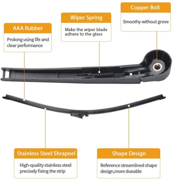 MIKKUPPA Rear Windscreen Wiper Arm and Blade, for Polo 9N | Golf MK5 - OEM: # 6Q6 955 707C - Image 3
