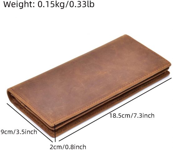 LUUFAN Men's Genuine Leather Long Wallet Chain Wallet, Engraved Bifold Wallet - Brown2 - M - Image 2