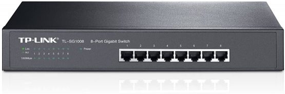 TP-Link TL-SG1008 8-Port Gigabit Ethernet Switch, Desktop/Rack-Mount, Steel Case, Lifetime Warranty, Black