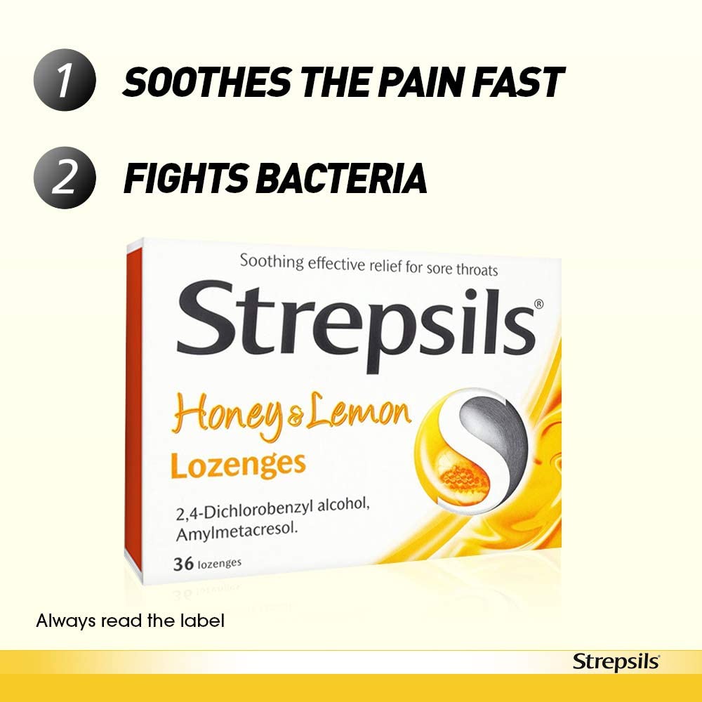 Strepsils Honey Lemon Lozenges, 36 Count, Fast Acting Sore Throat Relief, Soothes Fights Viral/Bacterial Infections - Image 4