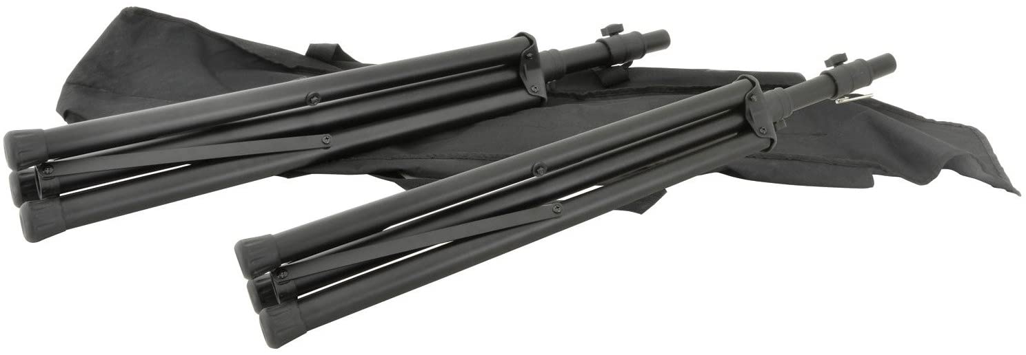 QTX Speaker Stand Kit Complete with Carry Case 25Kg Max Load Per Stand, Black
