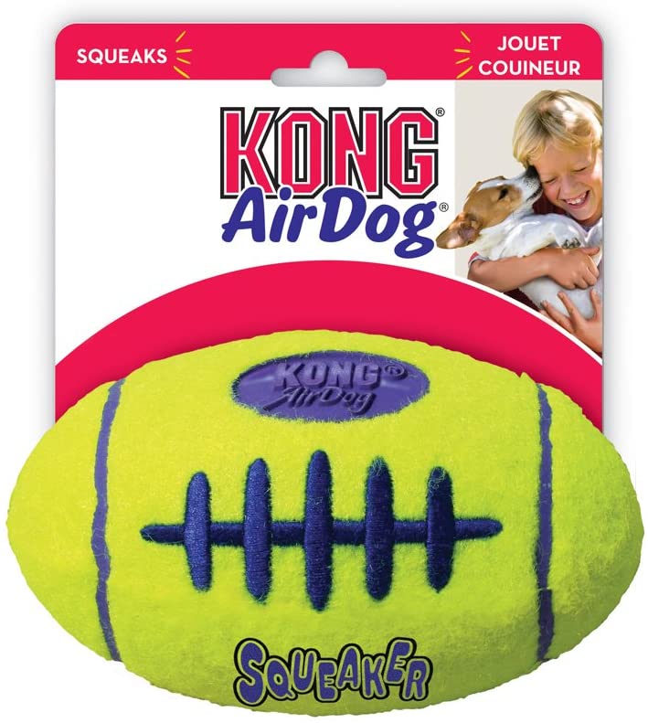 KONG - AirDog Squeaker Football - Squeaky Bounce and Fetch Toy, Tennis Ball Material - For Large Dogs, Yellow - Image 3
