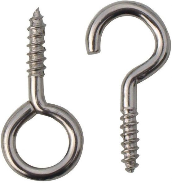 20 x Hooks and eyes 25mm net wire curtain screws - 10 x hooks & 10 x eyes