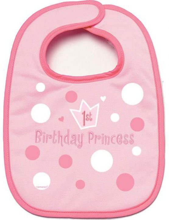 Amscan First Birthday Princess Fabric Bib-1pc, Pink, 30.88 x 25.4 x 1.27 cm