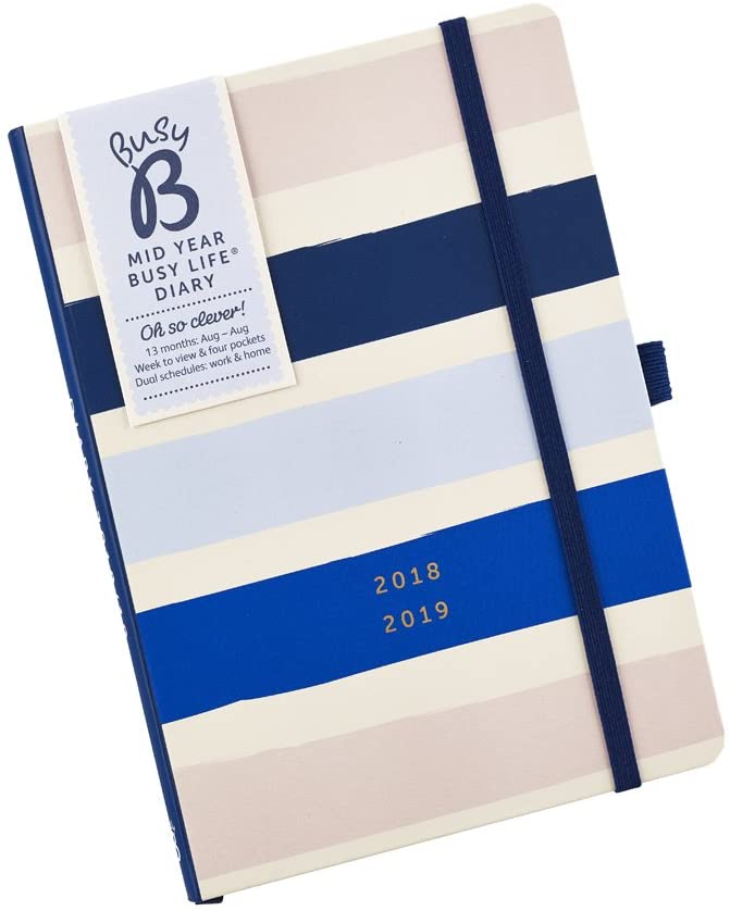 Busy B Stripe 2018-19 Mid Year Busy Life Diary, Navy Stripe