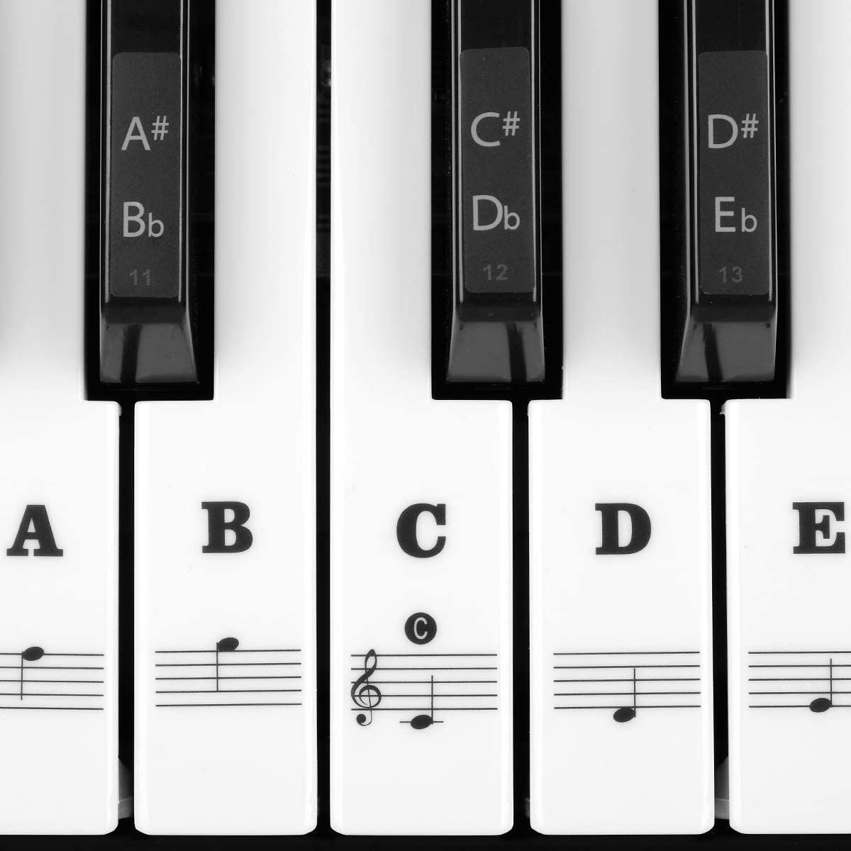 Piano Removable Piano Keyboard Note Labels to Key Keyboards (Sticker Black), 88 Keys