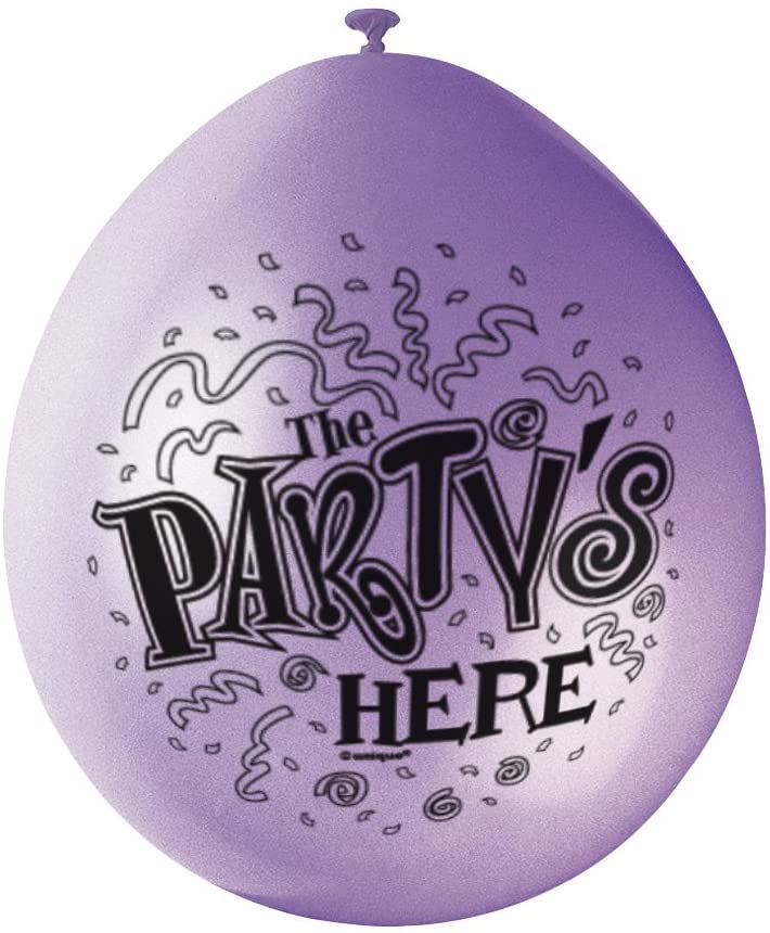 Unique Party 80359 - 9" Latex Assorted The Party's Here Balloons, Pack of 10 - Image 3