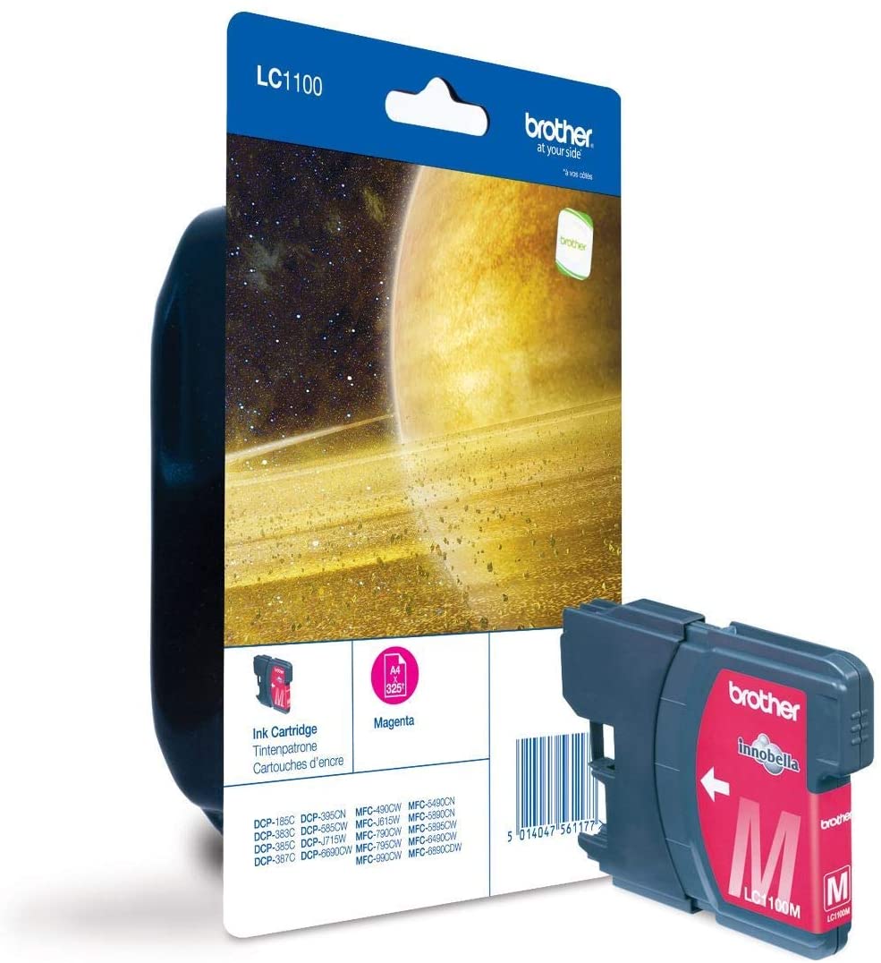 Brother LC-1100M Inkjet Cartridge, Magenta, Single Pack, Standard Yield, Includes 1 x Inkjet Cartridge, Brother Genuine Supplies