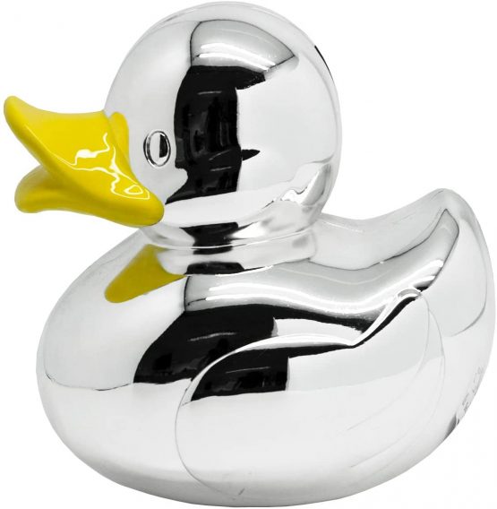 Edzard money box duck, height 4,7 in, silver plated, tarnish protected