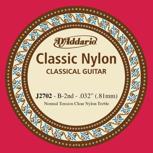 D'Addario J2702 Student Nylon Normal Tension Single Second String for Classical Guitar
