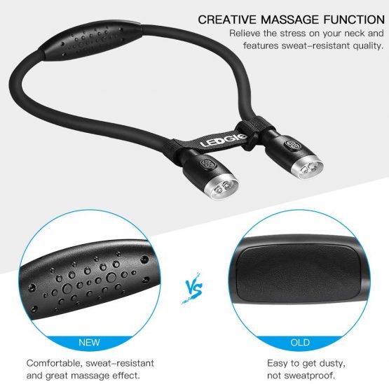 LEDGLE Updated Rechargeable LED Book Light, Hands Free Neck Light, Best for Bed Reading or Read in Car, Flexible Arm, 4 Super Bright LED Bulbs, 6 Level Light Control - Image 3