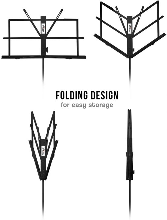 Tiger Easy Folding Sheet Music Stand with Bag - Portable Folding Music Stand in Black - Image 2