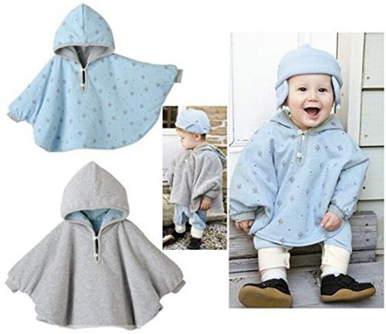 TININNA Baby Kids Toddler Double-side Wear Hooded Cape Cloak Poncho Hoodie Coat Mantle Blue 12-24 month - Image 3