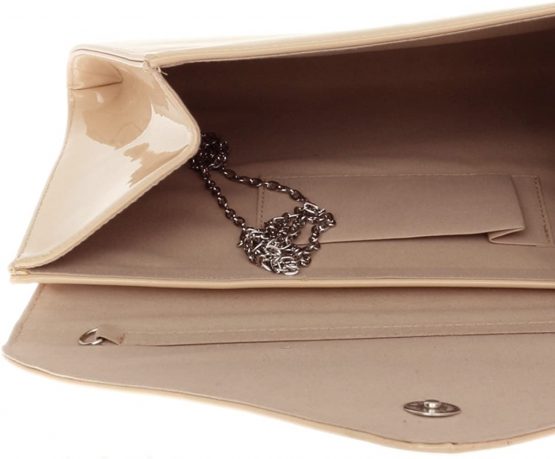 Girly HandBags Designer Patent Faux Leather Plain Envelope Evening Clutch Bag Ladies - Image 3