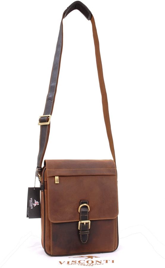 VISCONTI - Cross Body Organiser Bag - Genuine Leather - Flap Over Shoulder Messenger Bag - iPad/Kindle -16011 - LINK - Image 3