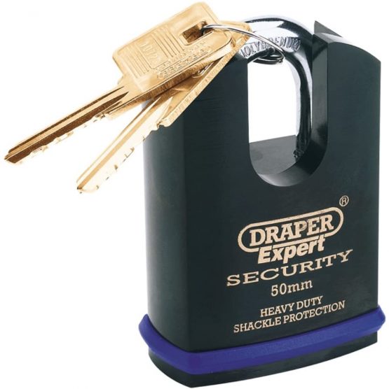 Draper 64197 Expert Heavy Duty Padlock and 2 Keys with Shrouded Shackle, 50 mm