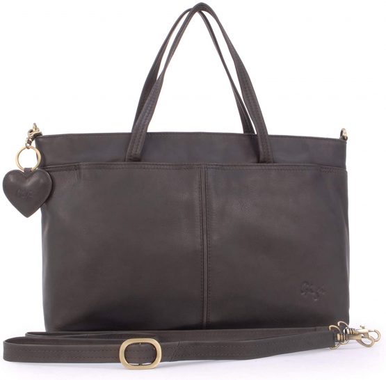 GIGI - Women's Large Leather Tote Handbag - Shoulder Bag/Cross Body With Extra Detachable Adjustable Strap - OTHELLO 6490