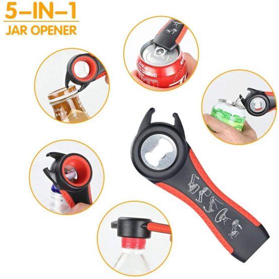 Otstar 6 in 1 Jar Opener and Bottle Opener with 5 in 1 Multi-Function Opener to Open Jar Lids, Bottle Caps, Pull Tabs and Bags Sesame Opener Designed for Weak Hands, Arthritis, Elderly and Children - Image 2