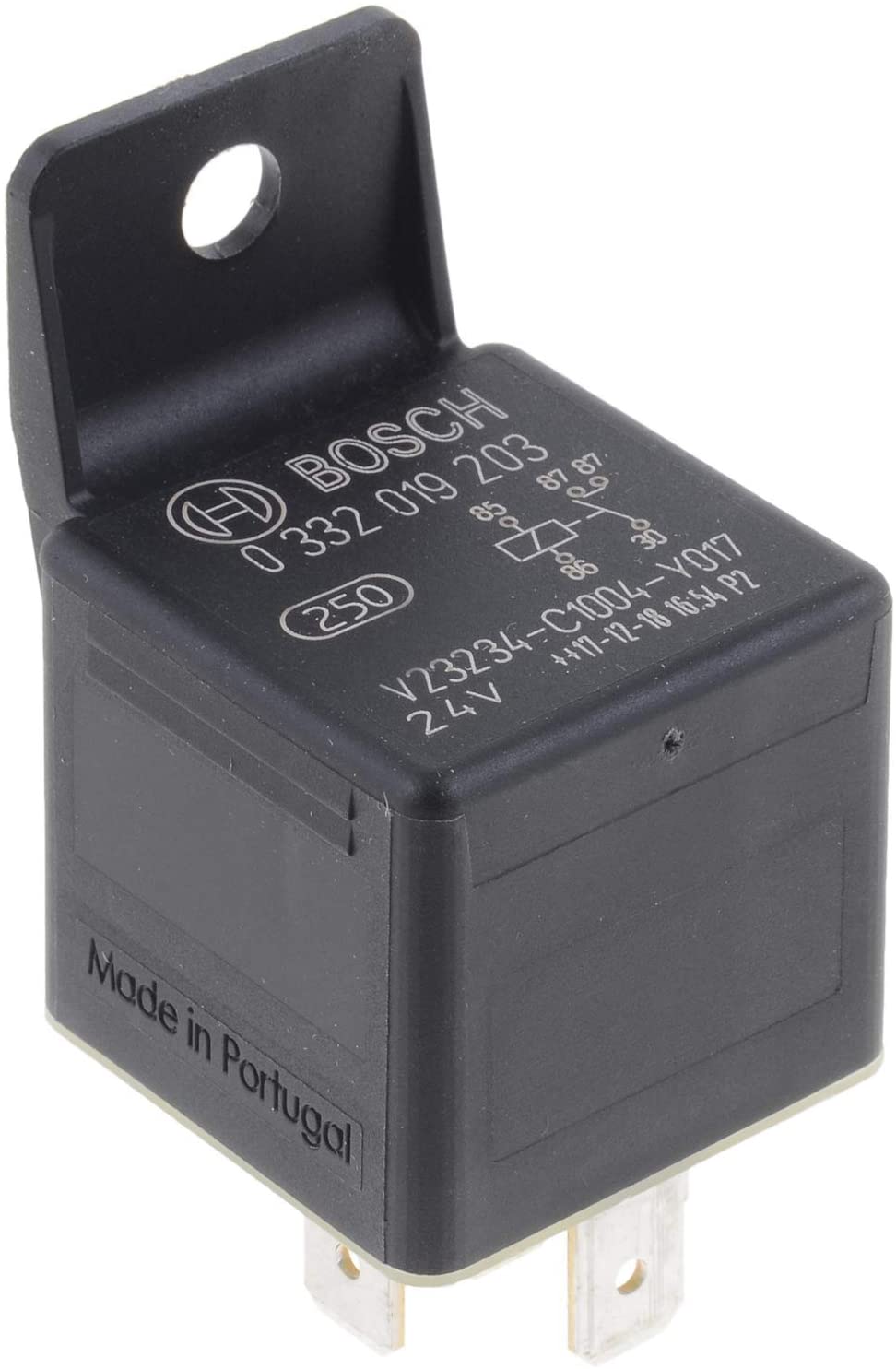 Bosch 0332019203 Mini Relay 24V 20A, 2x87, IP5K4, Operating Temperature from -40 Degree to 100 Degree C, 5 Pin Relay with Relay bracket