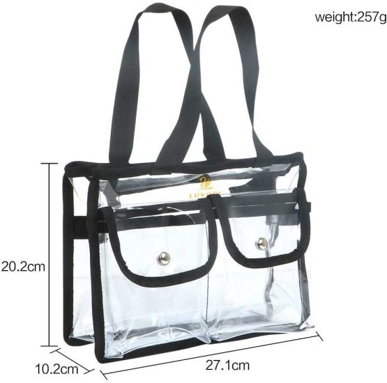 LUVODI Clear Makeup Bag Transparent PVC Cosmetics Tote Travel Toiletry Pouch Storage Wash Bag with Adjustable Shoulder Strap 2 External Magnet Snap Pockets - Image 3