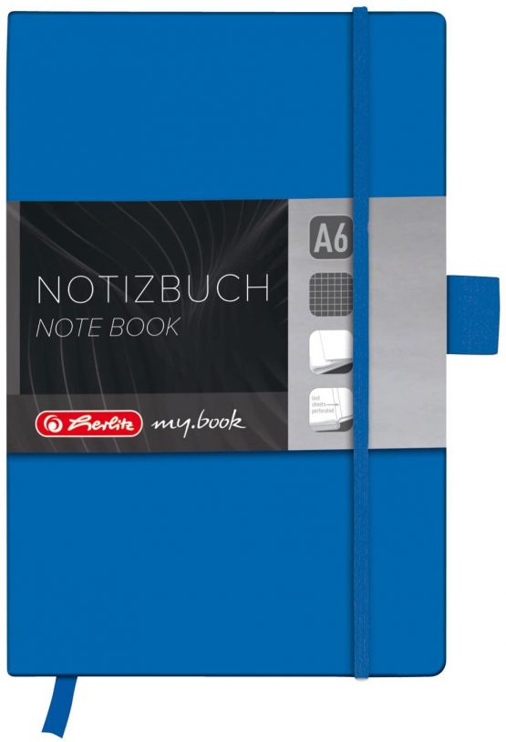 Herlitz A6 Squared My Book Classic Hardcover Notebook with Book Ribbon and Pen Loop - Blue