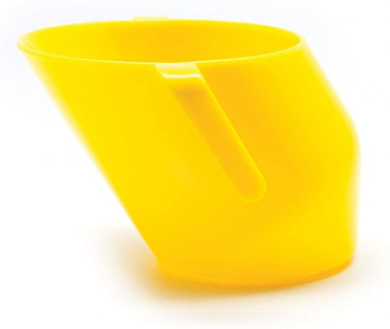 Doidy Cup - Training Sippy Cups for Toddlers & Babies - Unique Slanted Design Two Handles Baby Beaker - Great Weaning Cup for Milk, Water & Juice - Use from 3-6 Months to Toddler (Yellow)