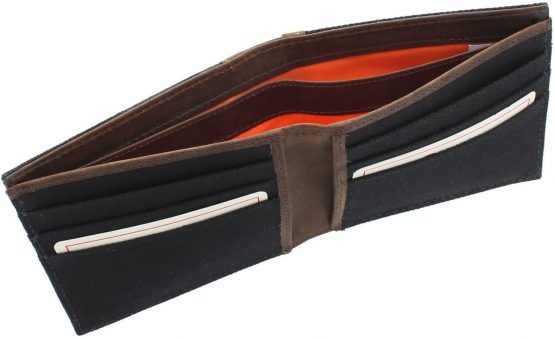CACTUS Bi-Fold Canvas Wallet with Leather Trim and RFID Protection 182_81 Black - Image 4