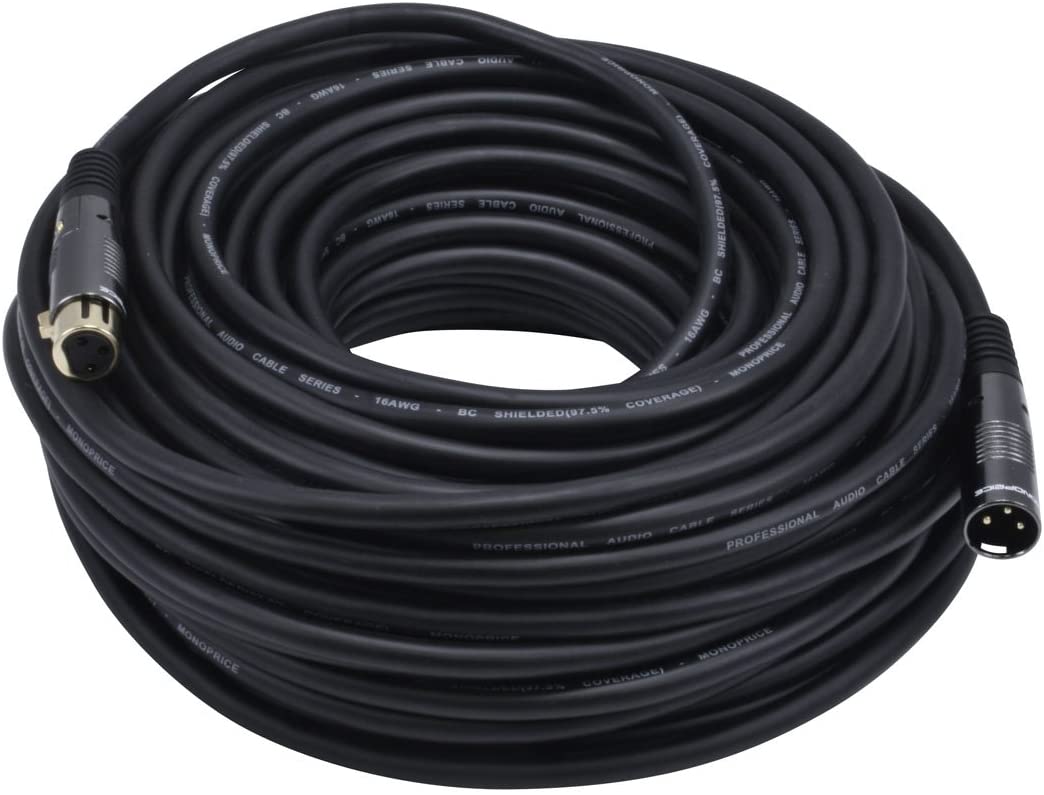 Monoprice XLR to XLR Cable - 45.72M (150ft) M/F, 16AWG Copper Conductors, Gold Plated Connectors - Premier Series - Image 2