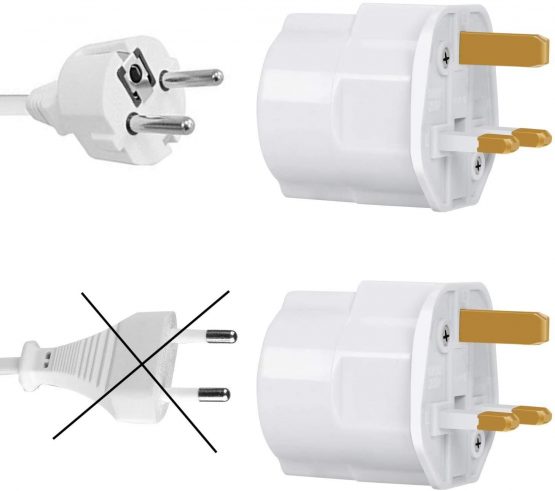 Incutex 2x Power Adapter EU to UK - Europe 2-Pin to 3-Pin UK - 13A Fuse - Travel Plug Socket European SchuKo in white - Image 4