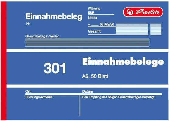 Herlitz Receipts A6,1 Piece,50 Sheets