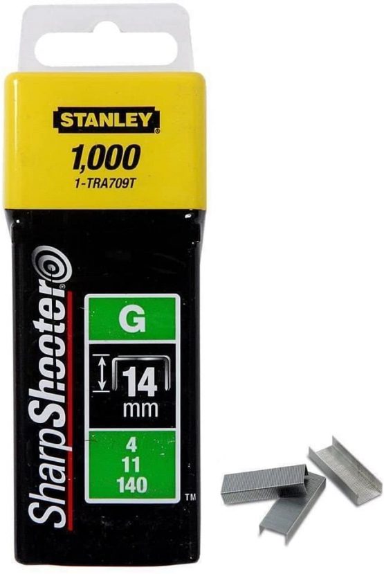 Stanley 1-TRA709T 14mm Heavy-Duty Staple (1000 Pieces), Yellow