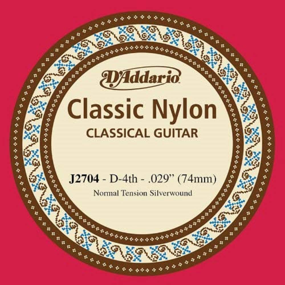 D'Addario J2704 Student Nylon Normal Tension Single Fourth String for Classical Guitar, Natural