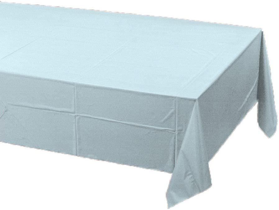 Creative Converting PC710229 Pastel Blue Plastic-Lined Rectangular Paper Tablecover, 1 Pc, 107.9 x 53.9 inch (Rectangular)