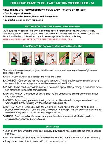Roundup Fast Action Weedkiller Pump 'N Go Ready To Use Spray, 5 Litre - Image 3
