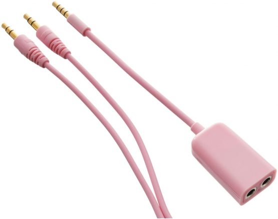 Groov-e GVAC2/PL Headphone Splitter and Jack Plug to Jack Plug 3.5mm Set - Pink