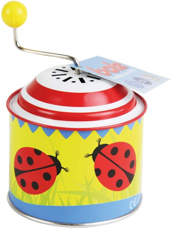 Lena 52762 x Toys Turning Handle Approx. 10.5 x 7.5 cm, with Melody The Spring, Musical tin, for Children Over 18 Months. Ladybird Motif, Colourful