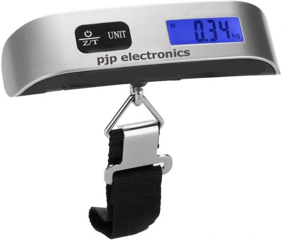 Pjp Electronics Travel Luggage Scale, Digital Luggage Weighing Scales for Suitcase with Temperature Reading 50 Kg Capacity (Silver)