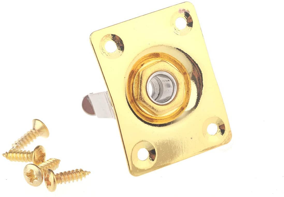 Musiclily 1/4 Inch 6.35mm Rectangular Mono Input Guitar Jack Plate Plug Socket for USA Les Paul Epiphone Style Electric Guitar Replacement